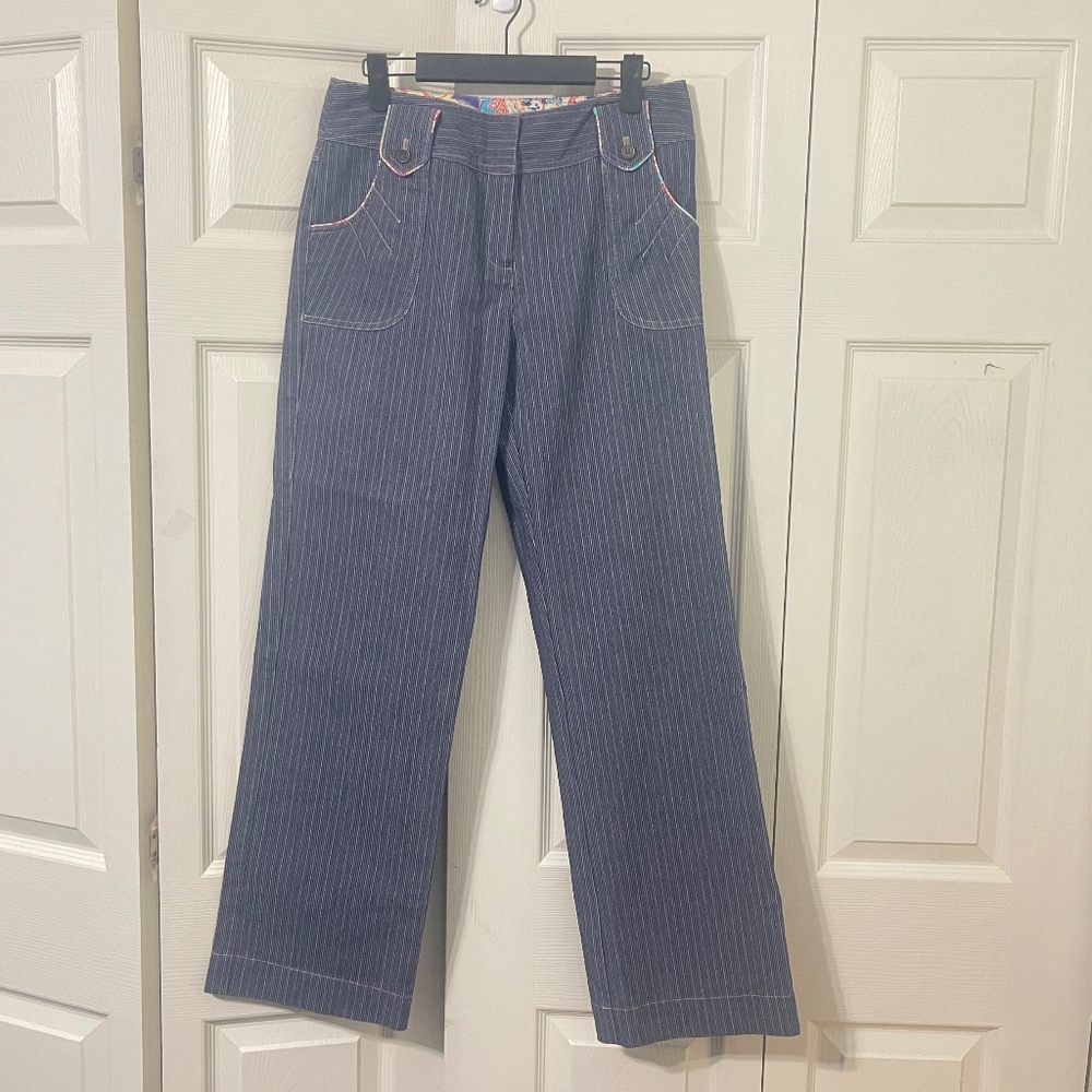 Acorn women's striped wide leg pants jeans size 6 cotton blend.  #431